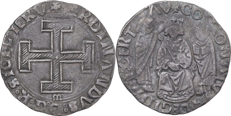 Italy. Ferdinando I d'Aragona (1458-1494). AR Coronato, Napoli mint. P/R 12b. MI...