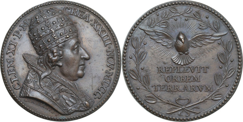 Italy. Clemens XI (1700-1721), Giovanni Francesco Albani. AE Medal. Obv. Bust ri...