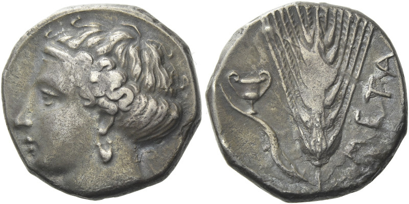 Metapontum

Nomos, signed by Aristoxenos circa 400-340, AR 20 mm, 7.73 g. Head...