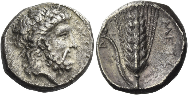 Metapontum

Nomos circa 340-330, AR 20 mm, 7.63 g. EΛEY[ΘEPIOΣ] Head of Zeus r...