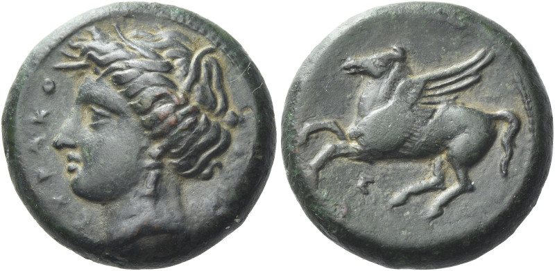 Syracuse 

Litra circa 344-317, Æ 20 mm, 10.73 g. [ΣY]PAKO – [ΣIΩN] Head of Pe...