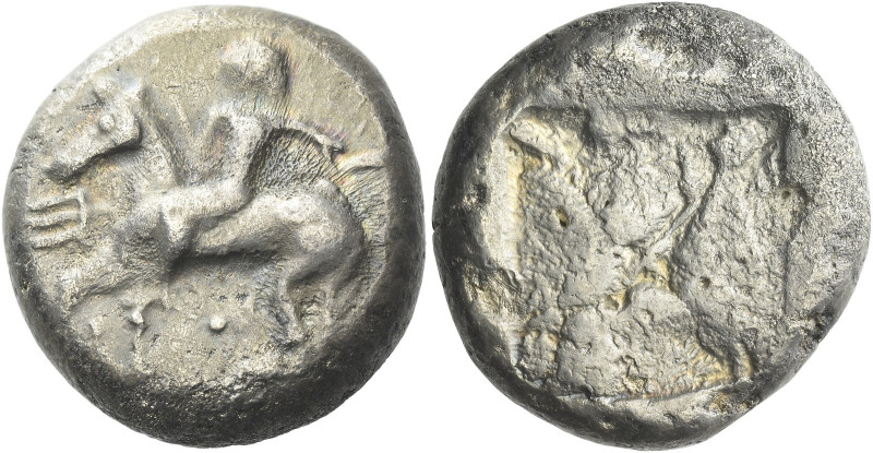 Potidea

Tetradrachm circa 500-480, AR 22 mm, 17.02 g. Poseidon Hippios on hor...