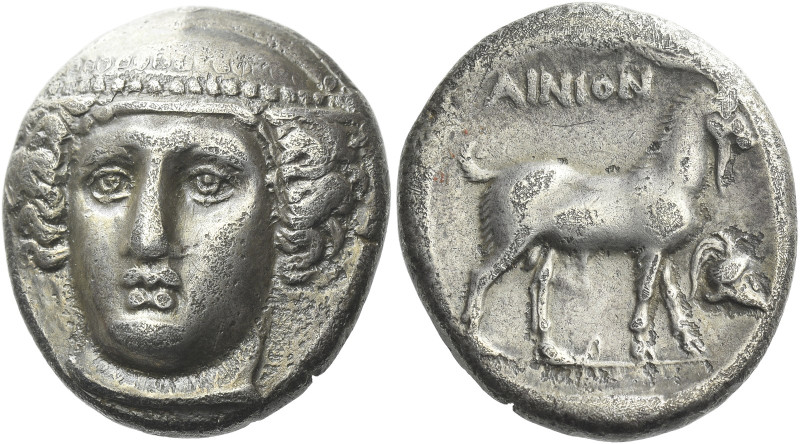 Aenus

Tetradrachm circa 372-369, AR 25 mm, 15.35 g. Facing head of Hermes, sl...