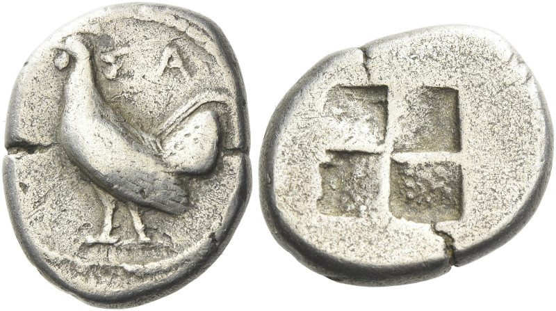 Selymbria 

Octobol circa 492-470, AR 16 mm, 4.30 g. ΣA Cockerel standing l. R...