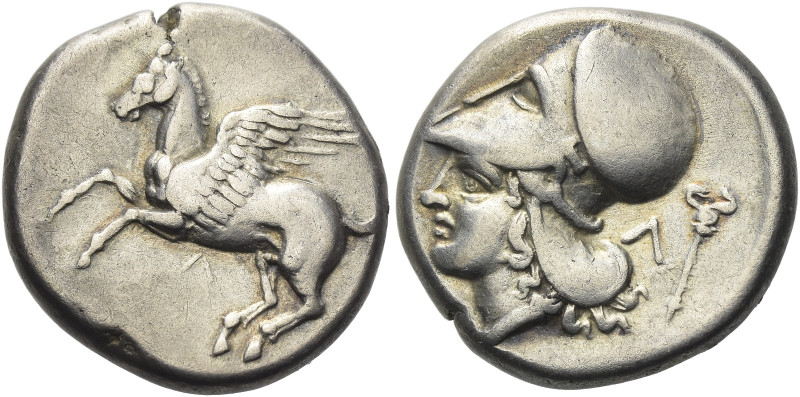 Leucas 

Stater circa 350-320, AR 20 mm, 8.53 g. Pegasus flying l.; below, Λ. ...