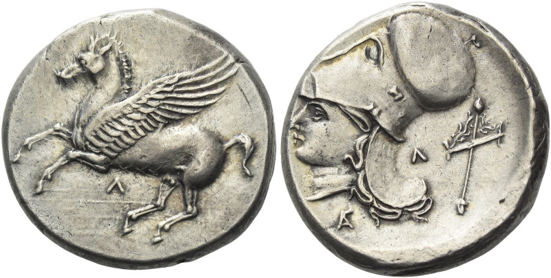 Leucas 

Stater circa 320-280, AR 20 mm, 8.55 g. Pegasus flying l.; below, Λ. ...