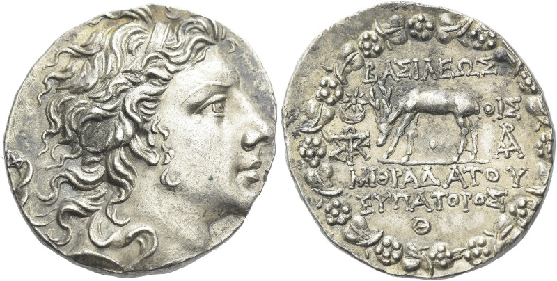 Kings of Pontus, Mithradates VI, 120 – 63

Tetradrachm, Pergamum 78, AR 30 mm,...