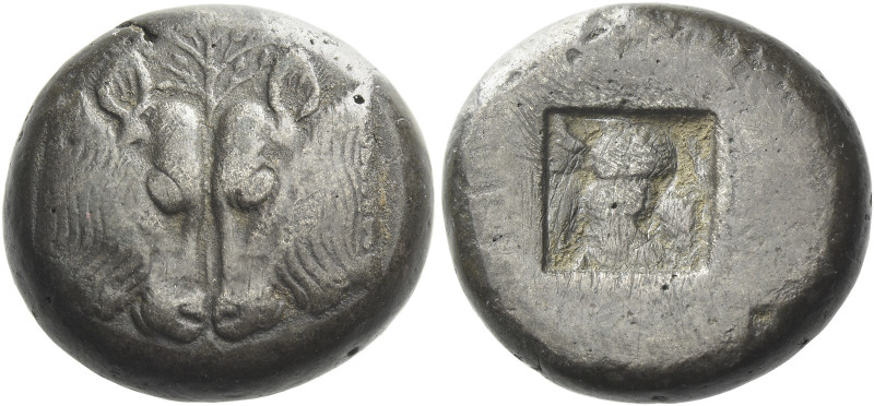 Uncertain mint 

Stater circa 550-500, billon 20 mm, 10.94 g. Two confronted c...