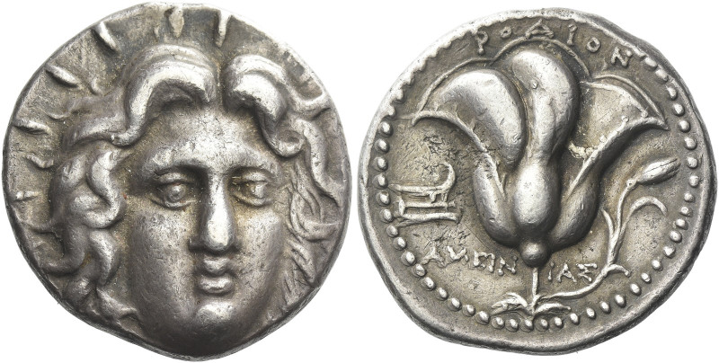 Rhodes

Tetradrachm, magistrate Ameinias circa 229-205, AR 25 mm, 13.31 g. Hea...