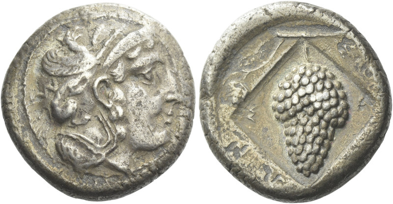 Soloi

Stater, circa 410-375, AR 20 mm, 10.32 g. Head of Athena r., wearing At...