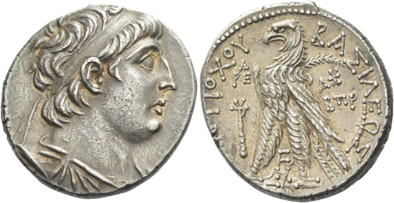 Antiochus VII Euergetes, 138-129

Tetradrachm, Tyre 131-130, AR 28 mm, 14.34 g...