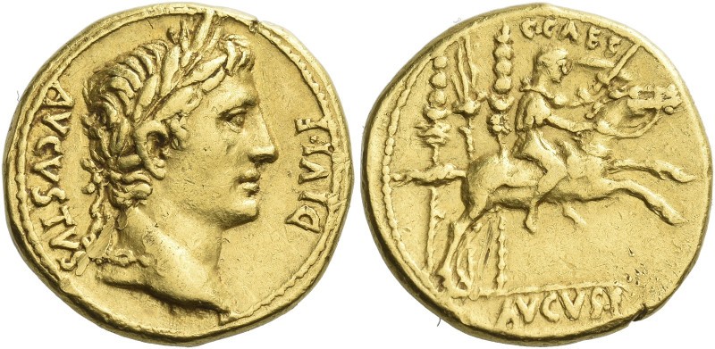 Octavian as Augustus, 27 BC – 14 AD

Aureus, Lugdunum 8 BC, AV 19 mm, 7.82 g. ...