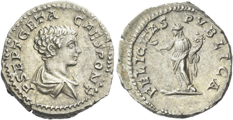 Geta caesar, 198 – 209 

Denarius circa 200-202, AR 18 mm, 3.49 g. P SEPT GETA...