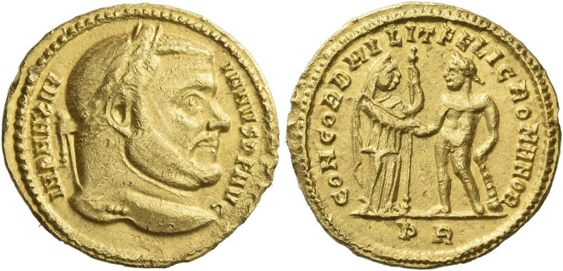 Maximianus Herculius, 286 – 308

Aureus Autumn 307, AV 19 mm, 5.03 g. IMP MAX ...