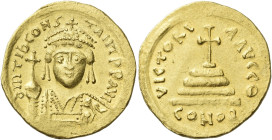 Tiberius II Constantine, 26 September 578 – 14 August 582 

Solidus 579-582, AV 21 mm, 4.36 g. D m Tib CONS – TANVS PP AVG Cuirassed bust facing, we...