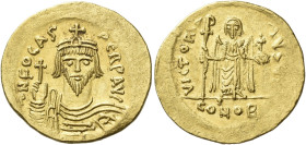 Phocas, 23 November 602 – 5 October 610 

Solidus 607-610, AV 22 mm, 4.44 g. d N FOCAS – PERP AVC Draped and cuirassed bust facing, wearing crown su...