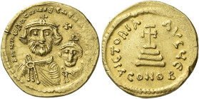 Heraclius, 610 – 641 and associate rulers from 613 

Solidus 613-circa 616, AV 20 mm, 4.43 g. dd NN herACLIYS Et herAC CONST PP AVG Facing busts of ...