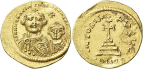 Heraclius, 610 – 641 and associate rulers from 613 

Solidus 613-circa 616, AV 21 mm, 4.40 g. dd NN herACLIYS Et herAC CONST PP AVG Facing busts of ...