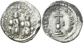 Heraclius, 610 – 641 and associate rulers from 613 

Hexagram circa 615-638, AR 23 mm, 4.44 g. d d N N hЄRACLIЧS ЄT hЄRA CONsT Heraclius and Heracli...