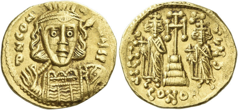 Constantine IV, Pogonatus 13 April 654 – 10 July 685 

Solidus 668–673, AV 19 ...