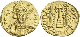 Constantine IV, Pogonatus 13 April 654 – 10 July 685 

Solidus 674–681, AV 19 mm, 4.37 g. dN CONS – T– NЧS P Bust, three-quarters facing, wearing he...