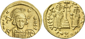 Constantine IV, Pogonatus 13 April 654 – 10 July 685 

Solidus, 674-681, AV 20 mm, 4.34 g. d N CO• – t – NЧ S P Helmeted and cuirassed bust facing t...