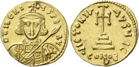 Tiberius III, Apsimar 698 – 705 

Solidus 698-705, AV 19 mm, 4.43 g. D tIbERI – ЧS PE – AV Bearded and cuirassed bust facing, wearing crown with cro...