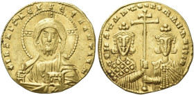 Constantine VII Porphyrogenitus, 6 June 913 – 9 November 959, with colleagues from 914 

Solidus circa 949–959, AV 19 mm, 4.17 g. +IhS XPS ReX ReGNA...