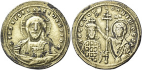 John I Tzimisces, 11 December 969 – 11 January 976 

Plated Histamenon 969–976, AV 22 mm, 4.30 g. +IhS XIS ReX ReGNANTIhM Facing bust of Christ, wit...