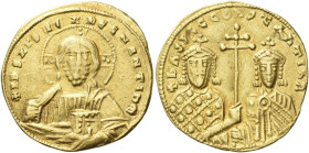 Basil II Bulgaroctonos, 11 January 976 – 15 December 1025, with Constantine VIII, co-emperor throughout the reign 

Histamenon circa 977-989 (?), AV...