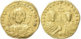 Basil II Bulgaroctonos, 11 January 976 – 15 December 1025, with Constantine VIII, co-emperor throughout the reign 

Histamenon circa 977-989 (?), AV...