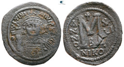 Justinian I AD 527-565. Nikomedia. Follis or 40 Nummi Æ