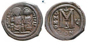 Justin II and Sophia AD 565-578. Constantinople. Follis or 40 Nummi Æ