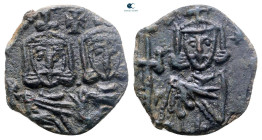 Constantine V Copronymus, with Leo IV and Leo III AD 741-775. Syracuse. Follis Æ