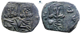 Constantine V Copronymus, with Leo IV and Leo III AD 741-775. Syracuse. Follis Æ