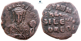 Constantine VII Porphyrogenitus, with Romanus I AD 913-959. Constantinople. Follis or 40 Nummi Æ