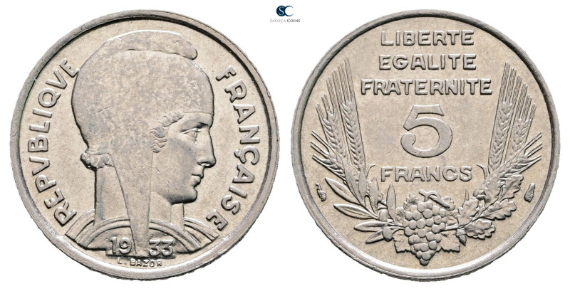 France. AD 1933. 
5 Francs 1933

 mm, 6 g



Good Extremely Fine