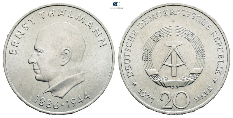 Germany. AD 1971. Ernst Thälmann
20 Mark 1971

 mm, 15 g



Uncirculated