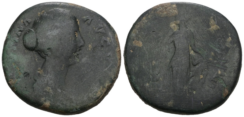 Faustina II. Æ Sestertius, Augusta, AD 147-175. Weight 19,22 gr - Diameter 30 mm...