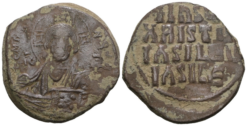 BYZANTINE EMPIRE. Temp. Constantine VIII-Basil II. Circa 1020-1028. Æ follis. We...