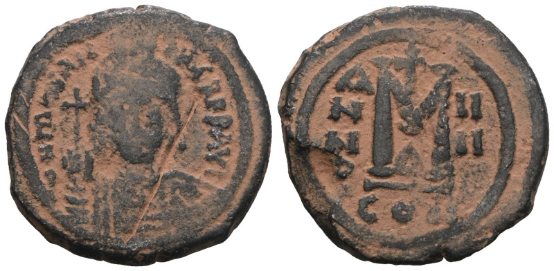 Maurice Tiberius (582-602) AE Follis. Artificial sandpatina. Weight 10,22 gr - D...