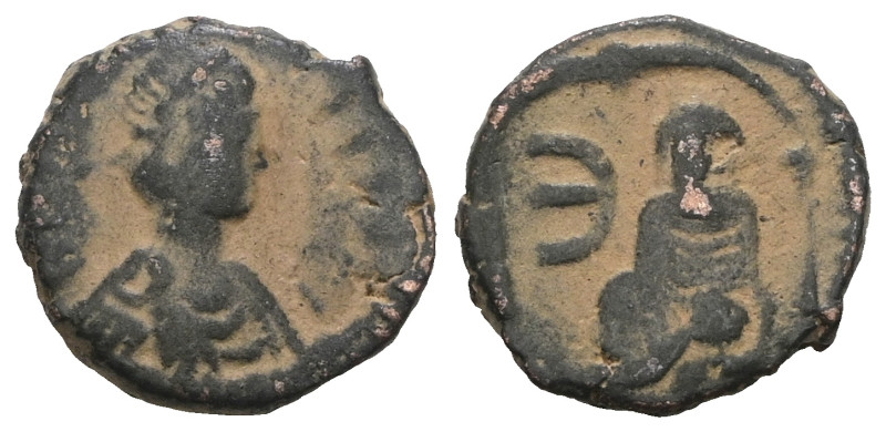 Justin I. 518-527. Æ pentanummium. Artificial sandpatina. Weight 2,04 gr - Diame...