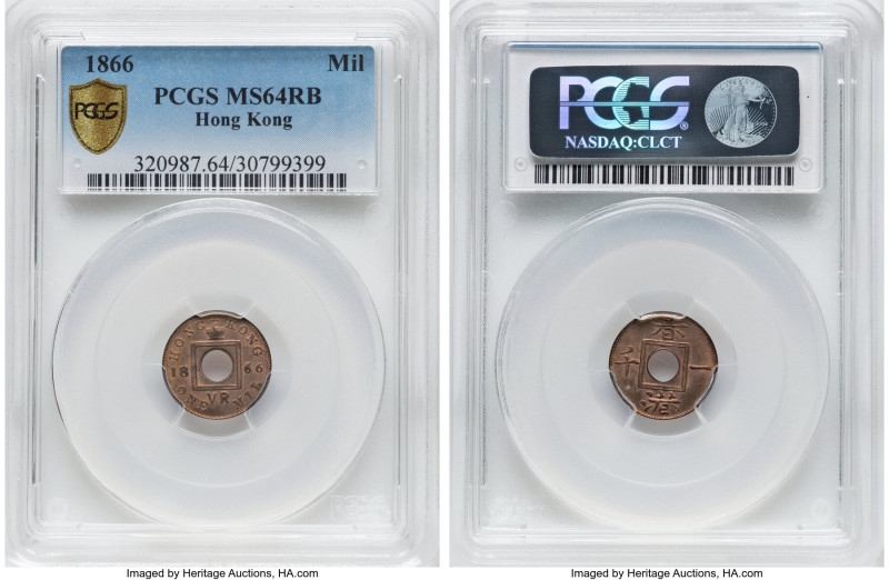 British Colony. Victoria Mil 1866 MS64 Red and Brown PCGS, KM3. HID09801242017 ©...