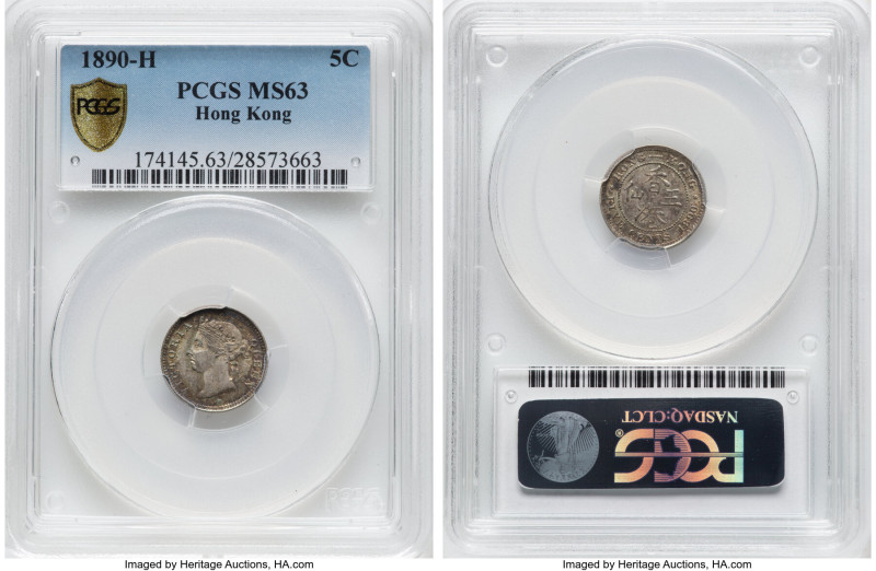 British Colony. Victoria Pair of Certified 5 Cents 1890-H MS63 PCGS, 1) 5 Cents ...