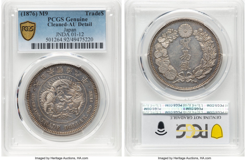 Meiji Trade Dollar Year 9 (1876) AU Details (Cleaned) PCGS, KM-Y14, JNDA 01-12. ...