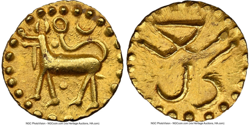 Patani gold Kupang ND (1800-1850) MS62 NGC, KM51. 0.62gm. Malaysian Barking deer...