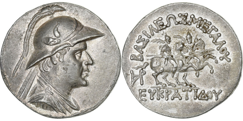 Baktrian Kingdom, Eukratides I, Tetradrachm, ca. 170-145 BC, Silver, AU(50-53)
...