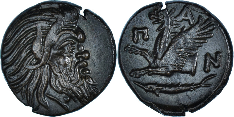 Coin, Cimmerian Bosporos, Pantikapaion, Bronze Æ, 325-310 BC, EF(40-45)
Bearded...