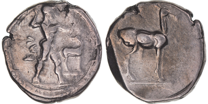 Coin, Bruttium, Stater, ca. 475-425 BC, Kaulonia, EF(40-45), Silver, HN
Nude Ap...