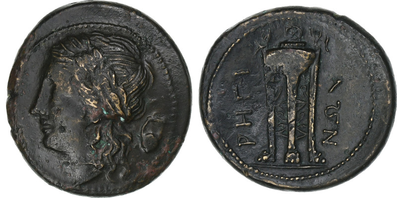 Bruttium, Æ Unit, ca. 260-215 BC, Rhegion, Bronze, AU(50-53), HGC:1-1677, HN
La...